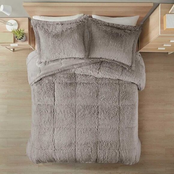 💯🔥Intelligent Design Malea Shaggy Comforter Set, Long Faux Fur Cozy Down Alter - Picture 4 of 14
